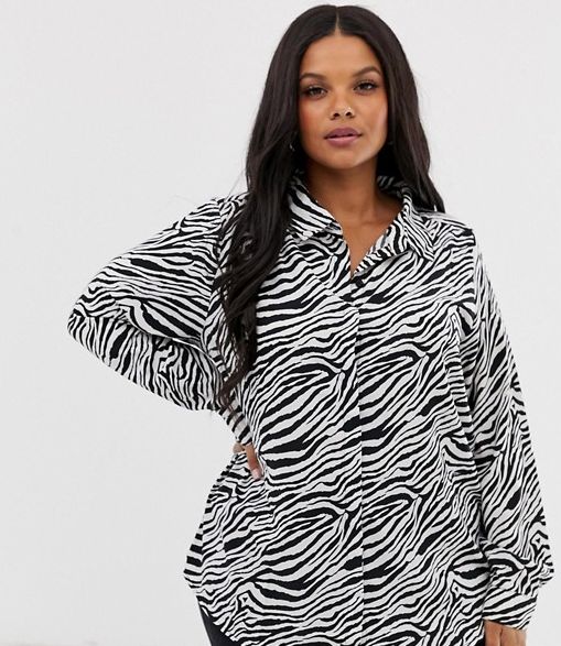 Brave Soul London Zebra Print Long Sleeve Shirt Size M RRP 29.99 CLEARANCE XL 2.99 or 2 for 5